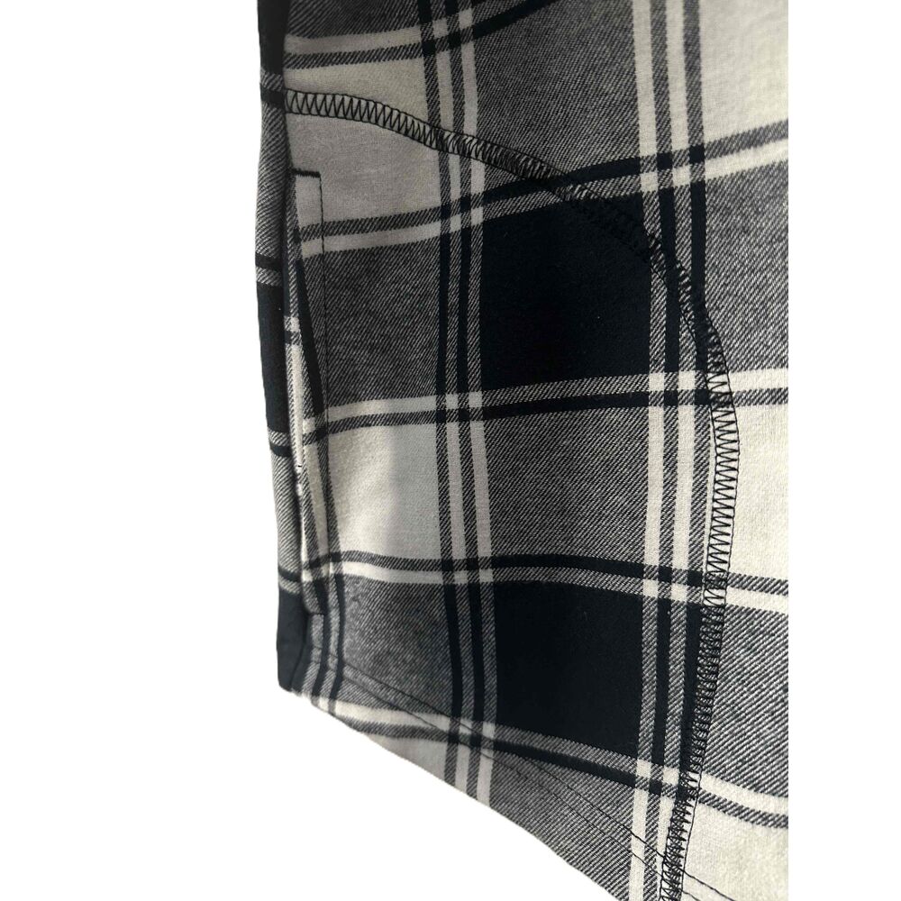 Eddie Bauer Flannel Snap Shacket Womens XXL Navy White Buffalo Plaid Long Sleeve - Picture 6 of 13